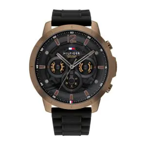 Tommy Hilfiger Men’s Quartz Black Silicone Strap Black Dial 50mm Watch 1710491
