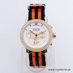 Coach Women,s Quartz Two-tone Nylon Strap White Dial 42mm Watch 14501649