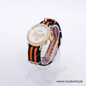 Coach Women,s Quartz Two-tone Nylon Strap White Dial 42mm Watch 14501649