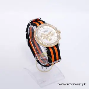 Coach Women,s Quartz Two-tone Nylon Strap White Dial 42mm Watch 14501649