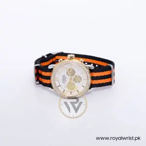 Coach Women,s Quartz Two-tone Nylon Strap White Dial 42mm Watch 14501649