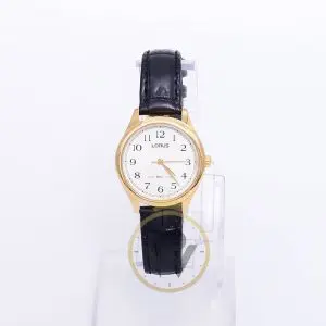 Lorus Women’s Quartz Black Leather Strap White Dial 30mm Watch RRS16WX9