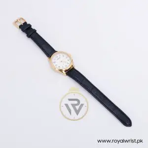 Lorus Women’s Quartz Black Leather Strap White Dial 30mm Watch RRS16WX9