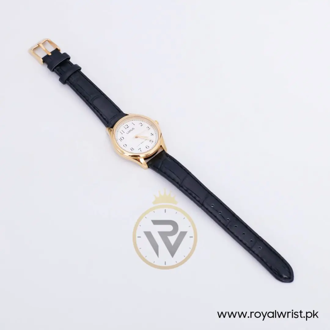 Lorus Women’s Quartz Black Leather Strap White Dial 30mm Watch RRS16WX9