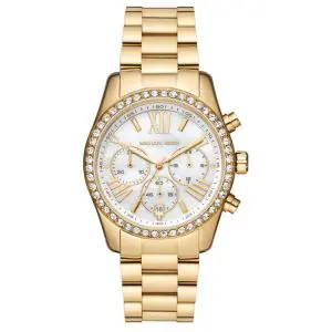 Michael Kors Women’s Quartz Gold Stainless Steel Mother Of Pearl Dial 38mm Watch MK7241