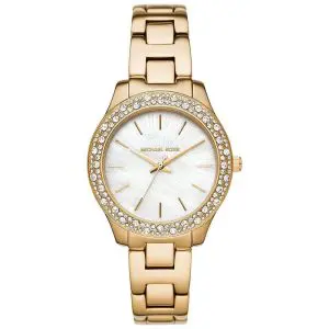 Michael Kors Women’s Quartz Gold Stainless Steel White Dial 36mm Watch MK4555