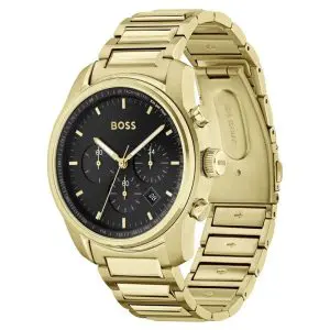 Hugo Boss Men’s Quartz Gold Stainless Steel Black Dial 44mm Watch 1514006