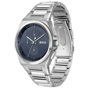Hugo Boss Men’s Quartz Silver Stainless Steel Blue Dial 46mm Watch 1514048