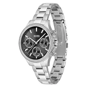 Hugo Boss Women’s Quartz Silver Stainless Steel Black Dial 38mm Watch 1502593