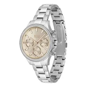 Hugo Boss Women’s Quartz Silver Stainless Steel Gold Dial 38mm Watch 1502565