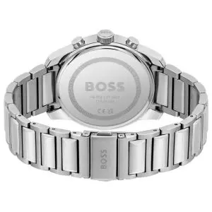Hugo Boss Men’s Quartz Silver Stainless Steel Red Dial 44mm Watch 1514004