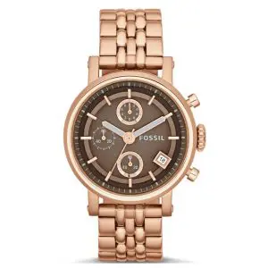 Fossil Women’s Quartz Rose Gold Stainless Steel Brown Dial 38mm Watch ES3494