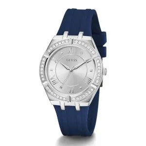 Guess Women’s Quartz Blue Silicone Strap Silver Dial 36mm Watch GW0034L5