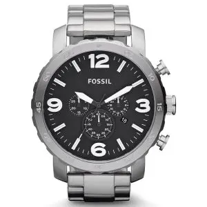 Fossil Men’s Quartz Silver Stainless Steel Black Dial 50mm Watch JR1353