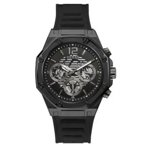 Guess Men’s Quartz Black Silicone Strap Black Dial 44mm Watch GW0263G4