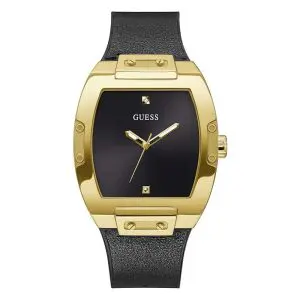 Guess Men’s Quartz Black Silicone & Leather Strap Black Dial 43mm Watch GW0386G3