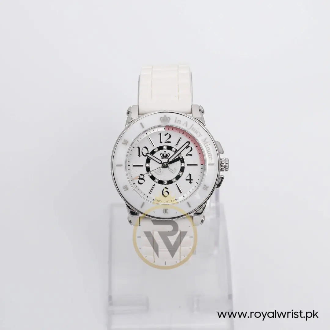 Juicy Couture Women’s Quartz White Silicone Strap White Dial 39mm Watch 1900788