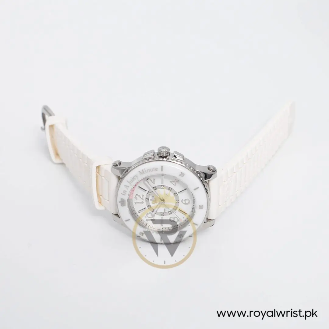 Juicy Couture Women’s Quartz White Silicone Strap White Dial 39mm Watch 1900788