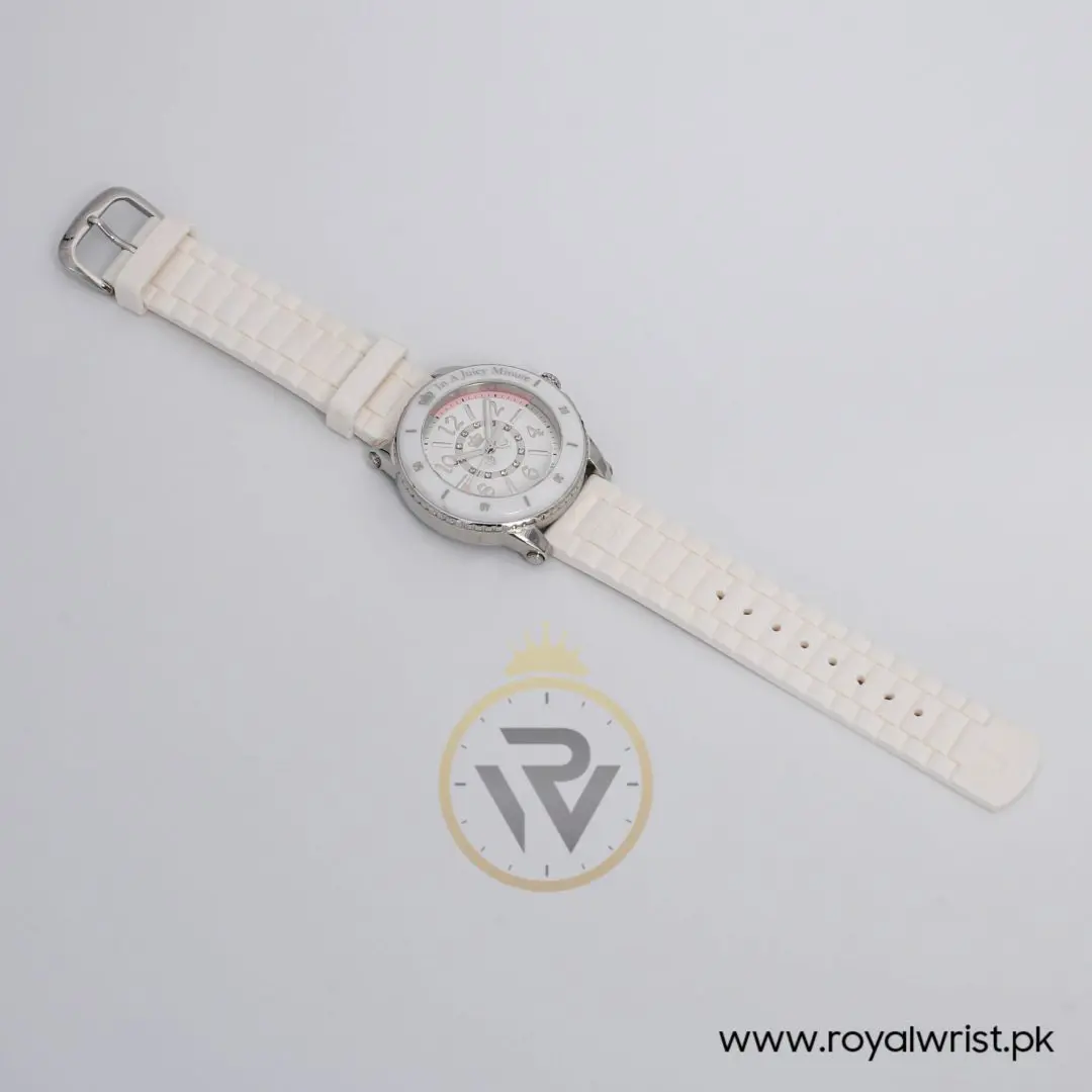 Juicy Couture Women’s Quartz White Silicone Strap White Dial 39mm Watch 1900788