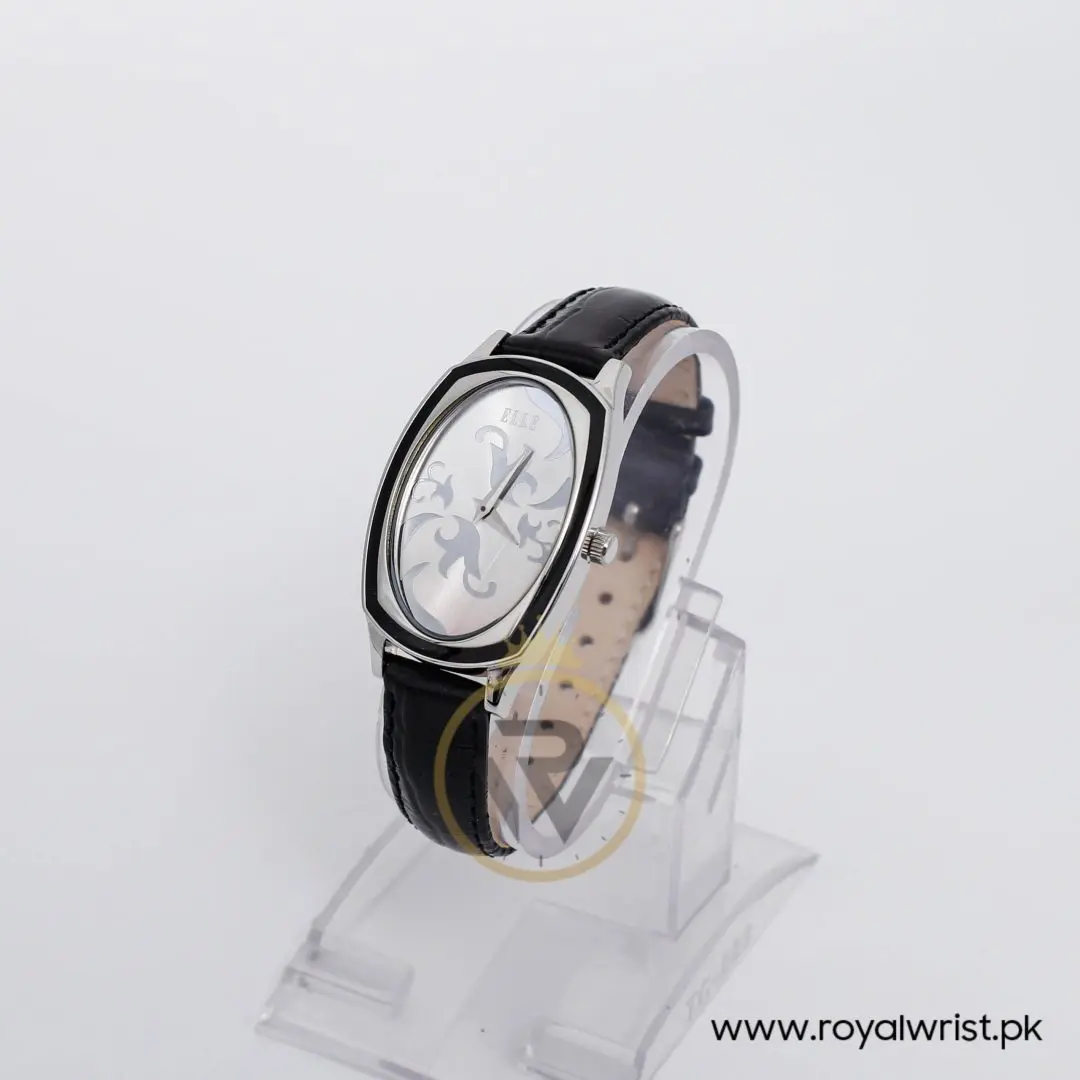Elle Women’s Quartz Black Leather Strap Silver Dial 28mm Watch EL20005S04C