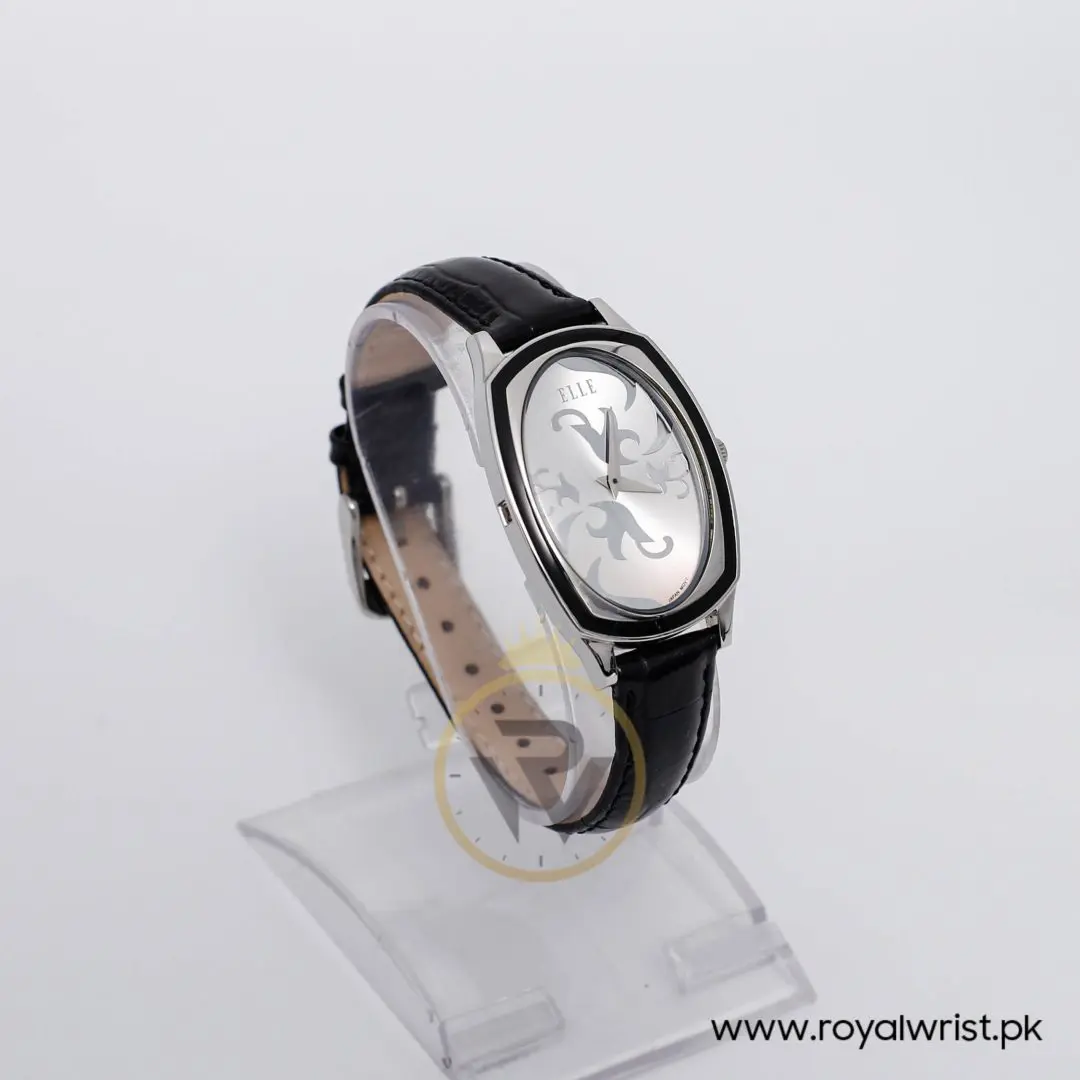 Elle Women’s Quartz Black Leather Strap Silver Dial 28mm Watch EL20005S04C