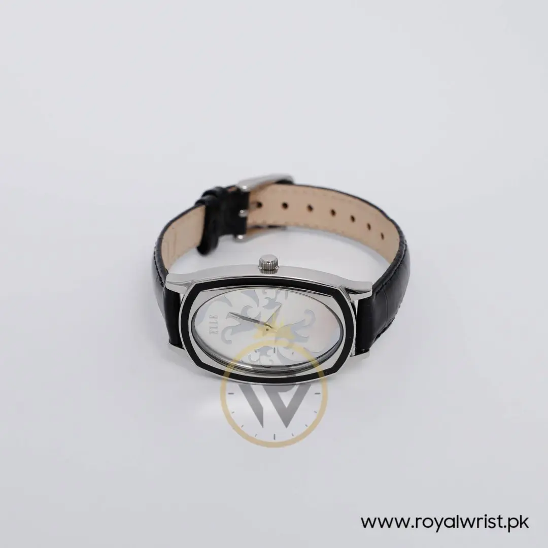 Elle Women’s Quartz Black Leather Strap Silver Dial 28mm Watch EL20005S04C