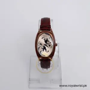 Elle Women’s Quartz Dark Brown Leather Strap Beige Dial 28mm Watch EL20005S05C