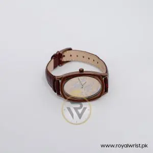 Elle Women’s Quartz Dark Brown Leather Strap Beige Dial 28mm Watch EL20005S05C