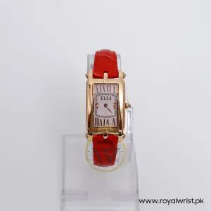 Elle Women’s Quartz Red Leather Strap Pink Mother Of Pearl Dial 23mm Watch EL20051SO3N
