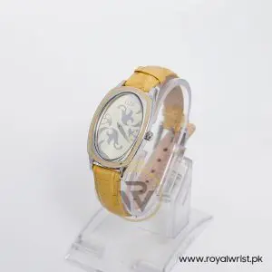 Elle Women’s Quartz Yellow Leather Strap Champagne Dial 28mm Watch EL20005S02C