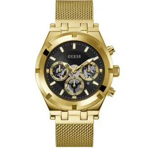 Guess Men’s Quartz Gold Stainless Steel Black Dial 44mm Watch GW0582G2