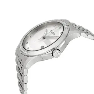Gucci Men’s Swiss Made Quartz Silver Stainless Steel Silver Dial 38mm Watch YA126407