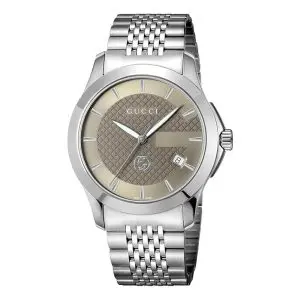 Gucci Men’s Swiss Made Quartz Silver Stainless Steel Brown Dial 38mm Watch YA1264107