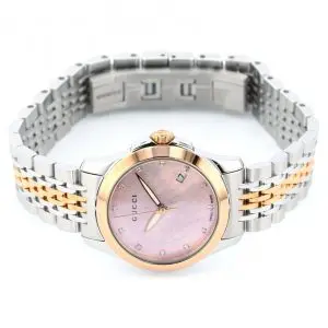 Gucci Women’s Quartz Two Tone Stainless Steel Pink Mother Of Pearl Dial 27mm Watch YA126538