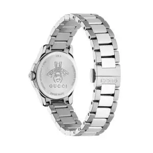 Gucci Women’s Swiss Made Quartz Silver Stainless Steel Black Dial 27mm Watch YA126573