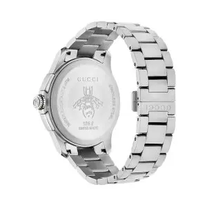 Gucci Men’s Swiss Made Quartz Silver Stainless Steel Black Dial 44mm Watch YA126267