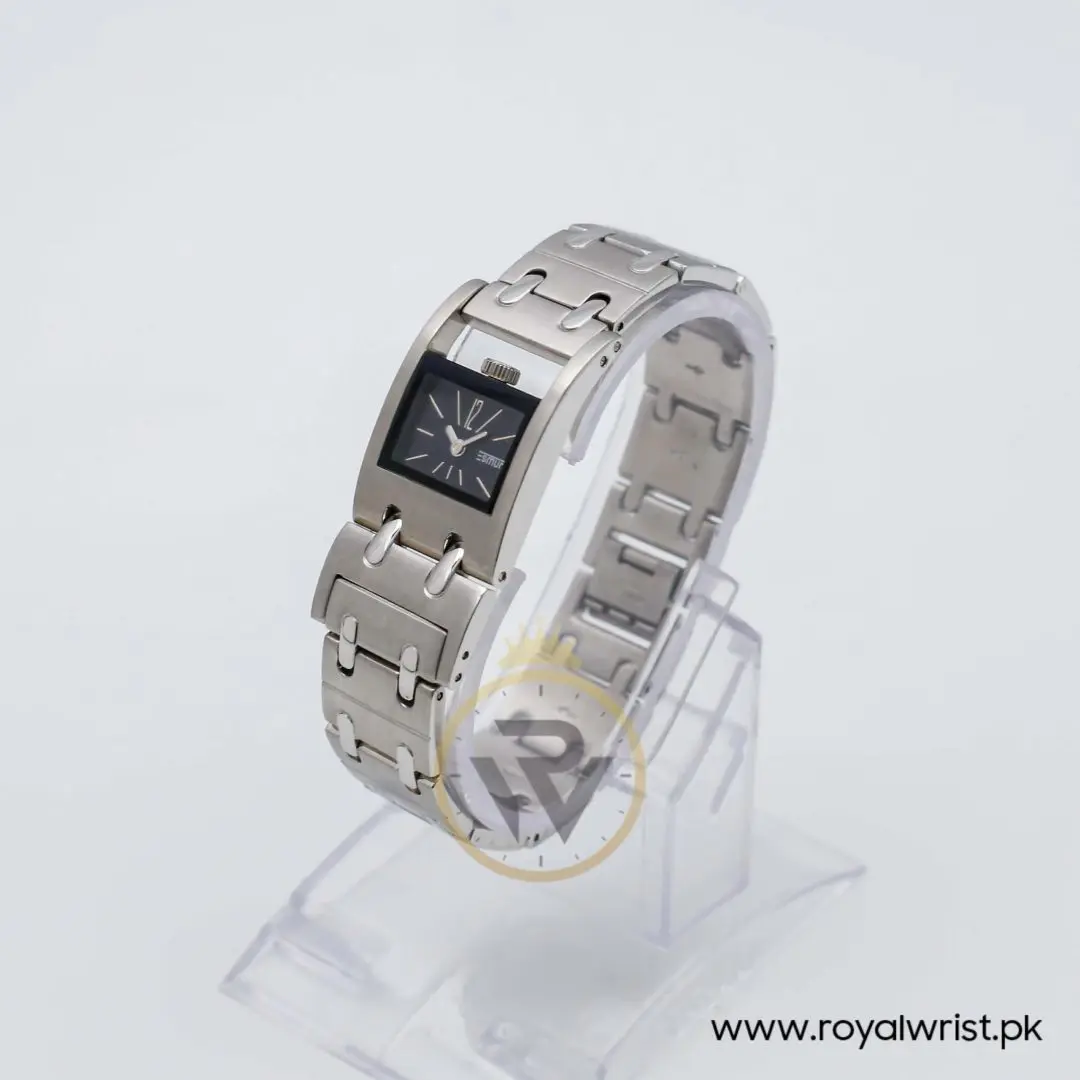 Esmurt Women’s Quartz Silver Stainless Steel Black Dial 22mm Watch SL3038