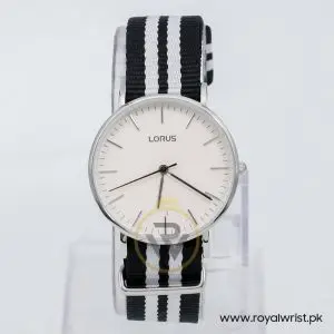 Pulsar by Seiko Women’s Quartz Two Tone Nylon Strap OffWhite Dial 32mm Watch RH829CX9