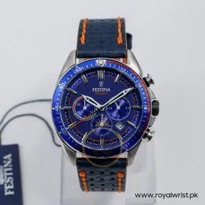 Festina Men’s Quartz Blue Leather Strap Blue Dial 44mm Watch F20377