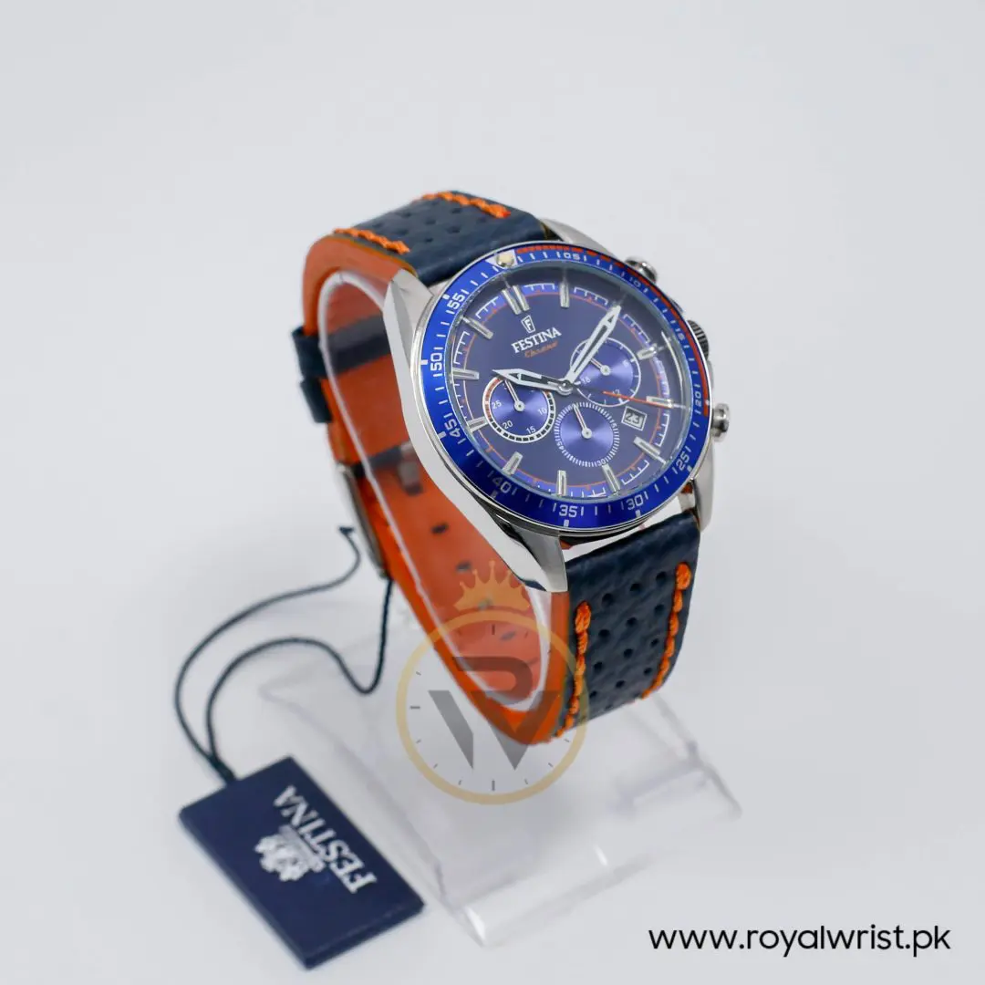 Festina Men’s Quartz Blue Leather Strap Blue Dial 44mm Watch F20377