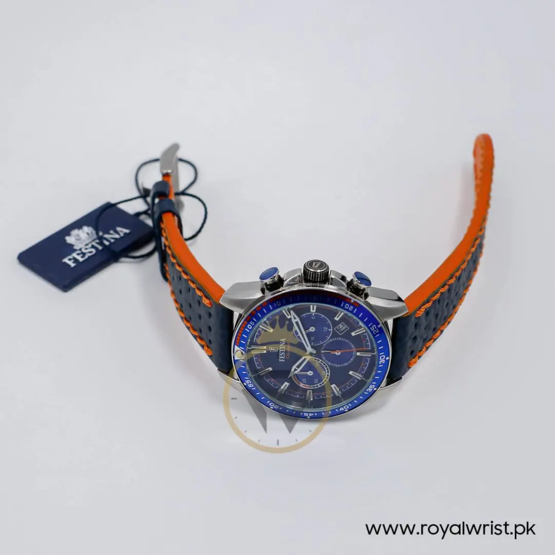 Festina Men’s Quartz Blue Leather Strap Blue Dial 44mm Watch F20377