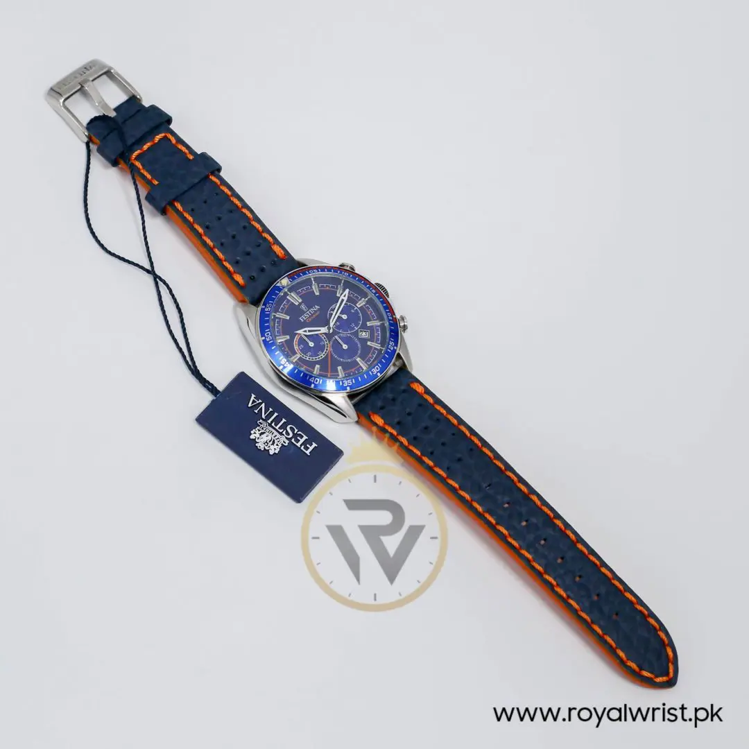Festina Men’s Quartz Blue Leather Strap Blue Dial 44mm Watch F20377