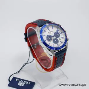 Festina Men’s Quartz Blue Leather Strap White Dial 44mm Watch F20377/1