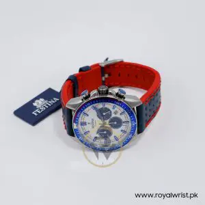 Festina Men’s Quartz Blue Leather Strap White Dial 44mm Watch F20377/1