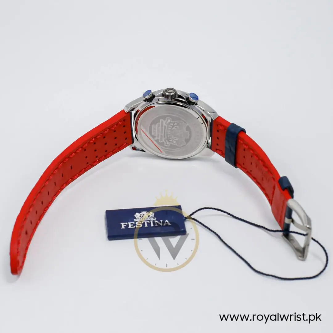 Festina Men’s Quartz Blue Leather Strap White Dial 44mm Watch F20377/1