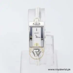 Seksy Women’s Quartz Silver Stainless Steel & Fabric Strap White Dial 18mm Watch 4931