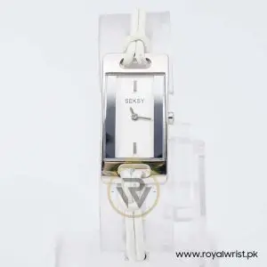 Seksy Women’s Quartz Silver Stainless Steel & Fabric Strap White Dial 18mm Watch 4931