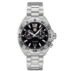 Tag Heuer Formula 1 Men’s Quartz Swiss Made Silver Stainless Steel Black Dial 41mm Sports Alarm Watch WAZ111A.BA0875