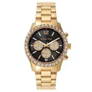 Michael Kors Women’s Quartz Gold Stainless Steel Black Dial 40mm Watch MK7414
