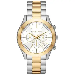Michael Kors Men’s Quartz Two Tone Stainless Steel White Dial 44mm Watch MK8986